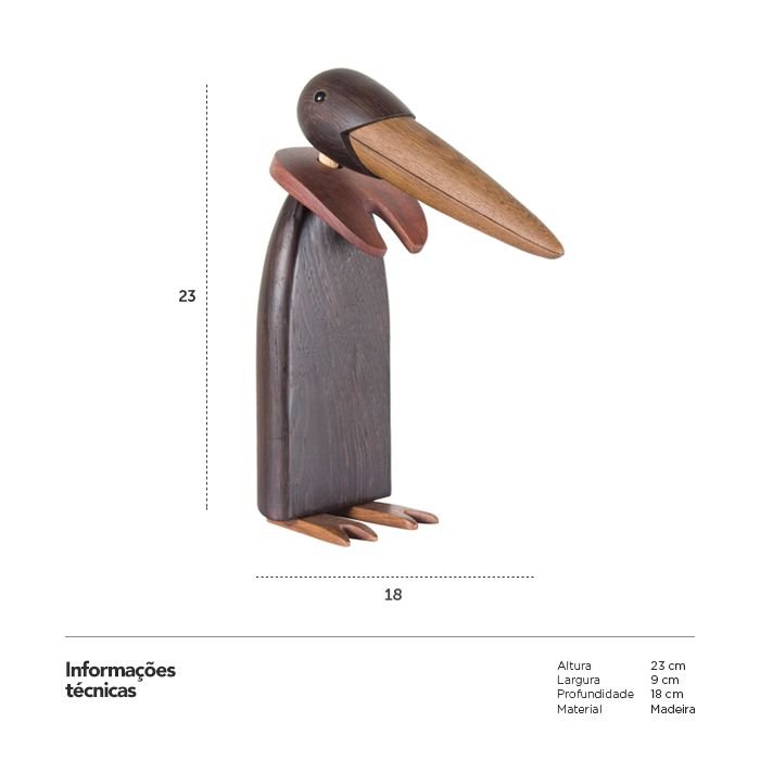 Pinguim de madeira Wood Penguin Amadeirado