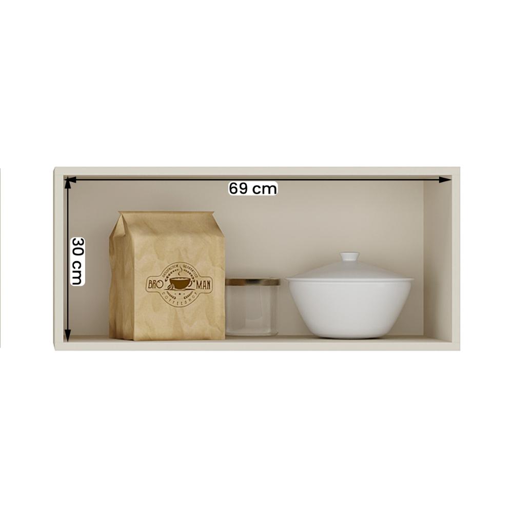 Aéreo Geladeira Tunísia 1 Porta Basculante 72cm Off White/Canelato