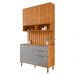 Aéreo com Balcão Painel Divina 120cm 4 Portas e 2 Gavetas Cinamomo/Platina