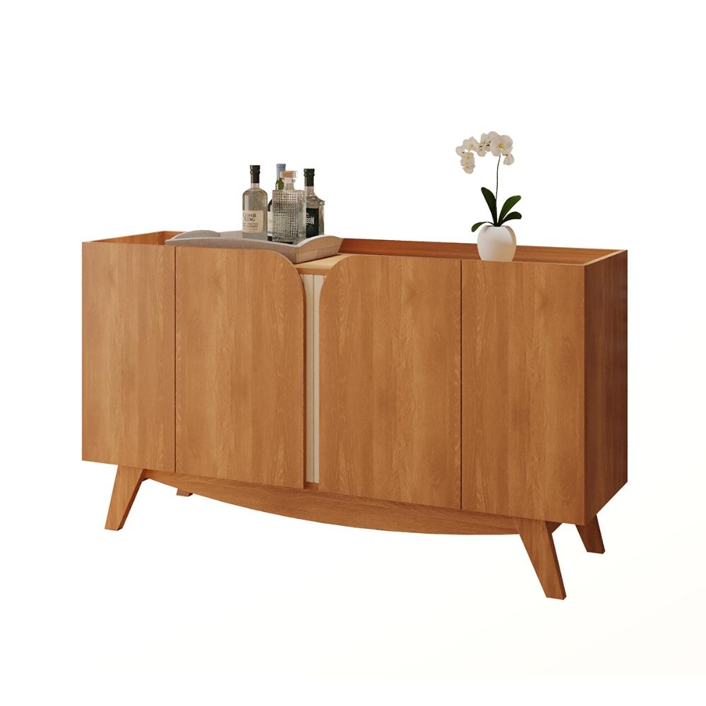 Aparador Buffet Cerrado Sala de Estar com 4 Portas Cinamomo/Off White