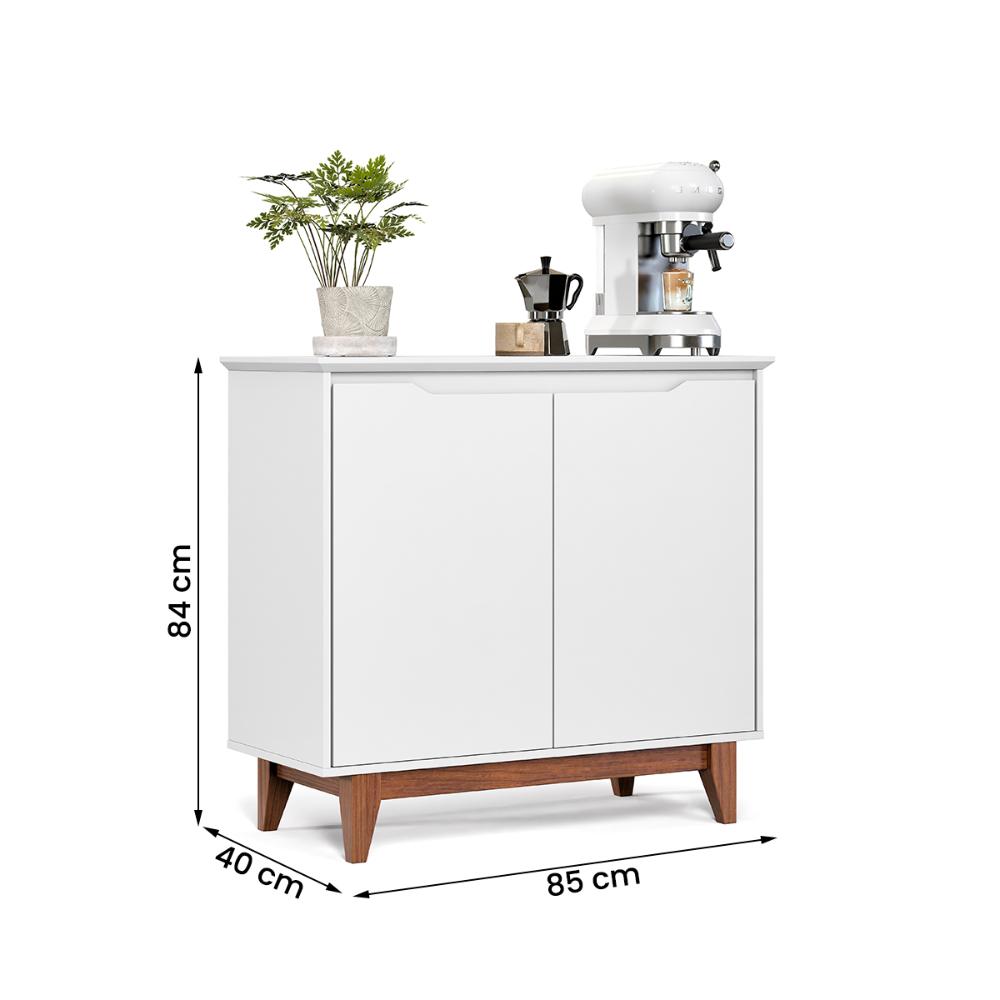 Aparador Buffet Flow 2 Portas com Pés de Madeira Maciça Branco