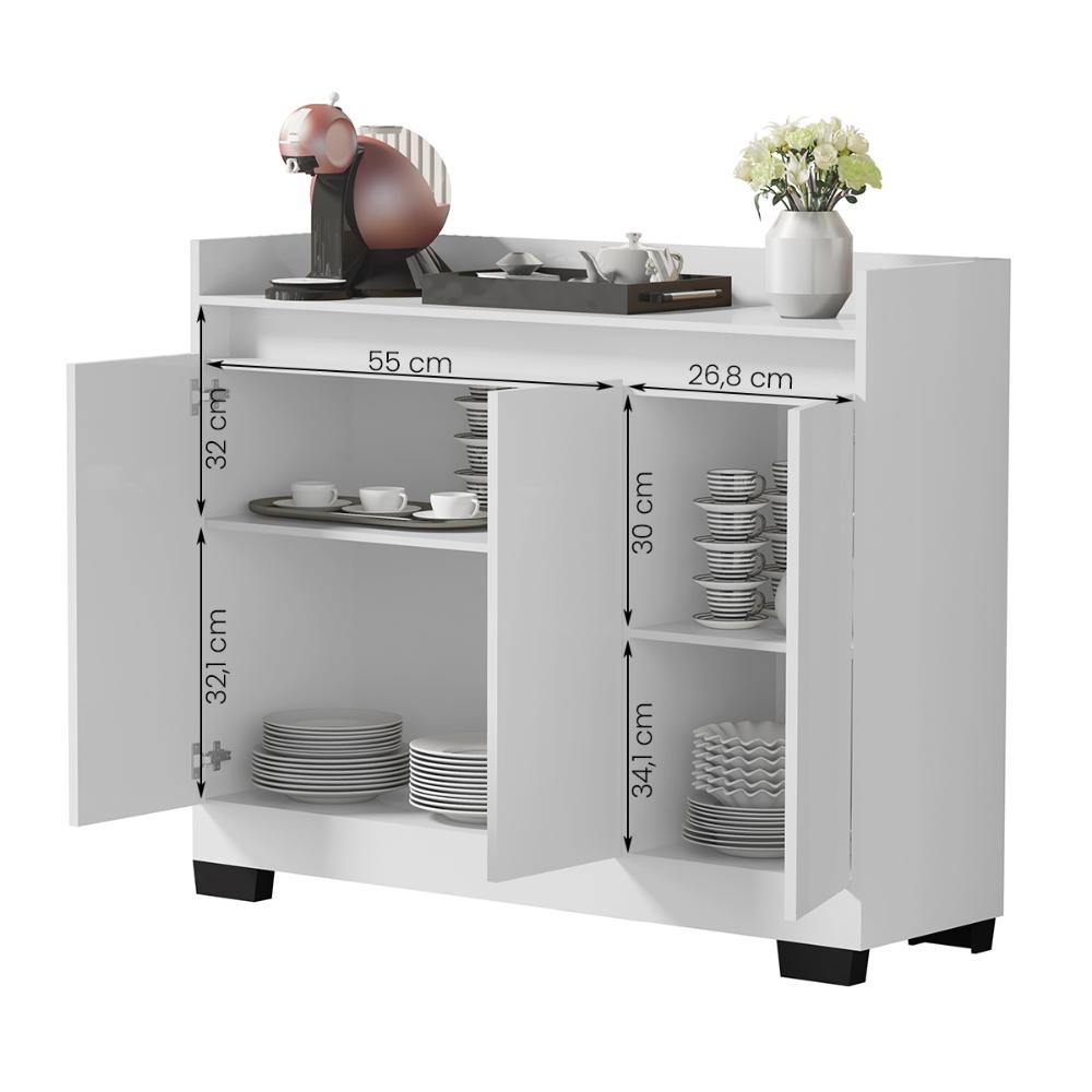 Aparador Buffet Sala Lorde 3 Portas Branco