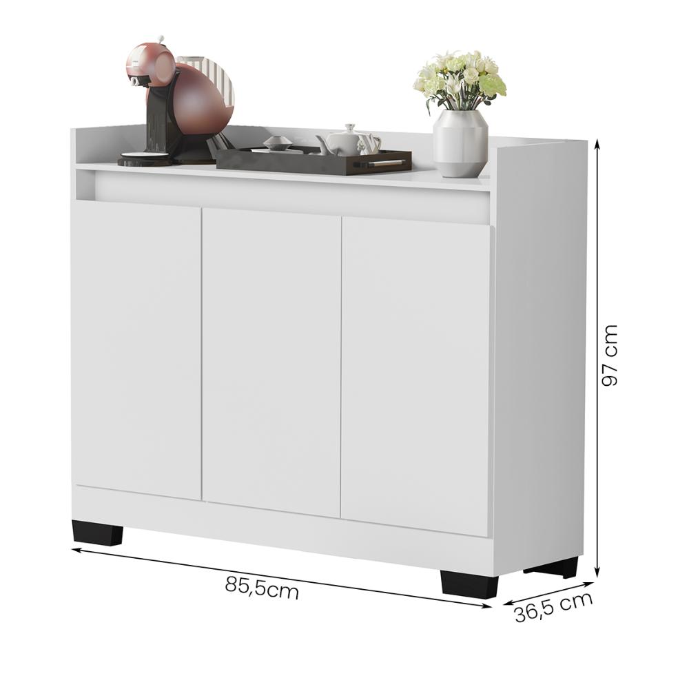 Aparador Buffet Sala Lorde 3 Portas Branco