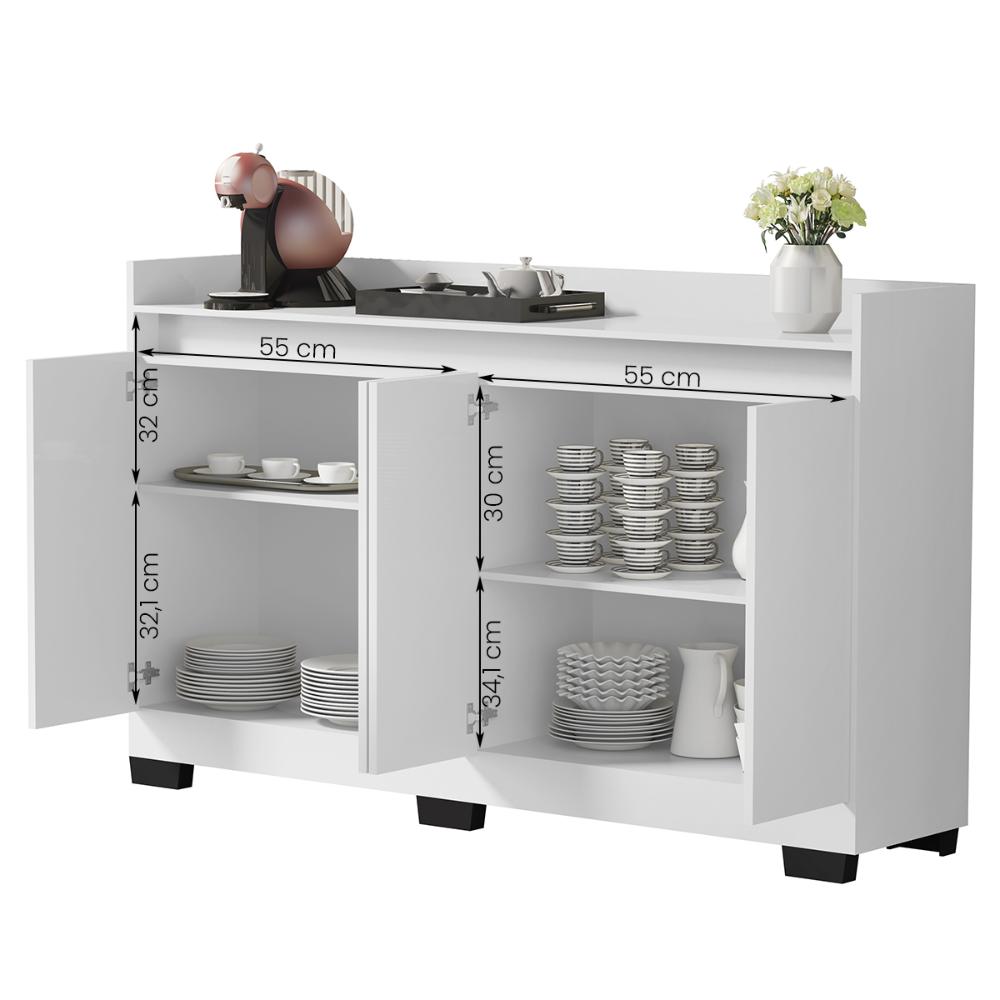 Aparador Buffet Sala Lorde 4 Portas Branco