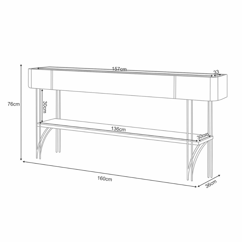 Aparador Buffet Vivant com Pés em Aço Off White/Champanhe