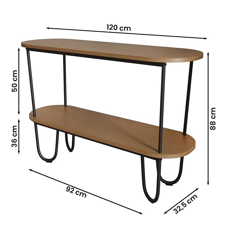 Aparador Requinte Pés de Aço Tubular 120 cm  Canela/Preto