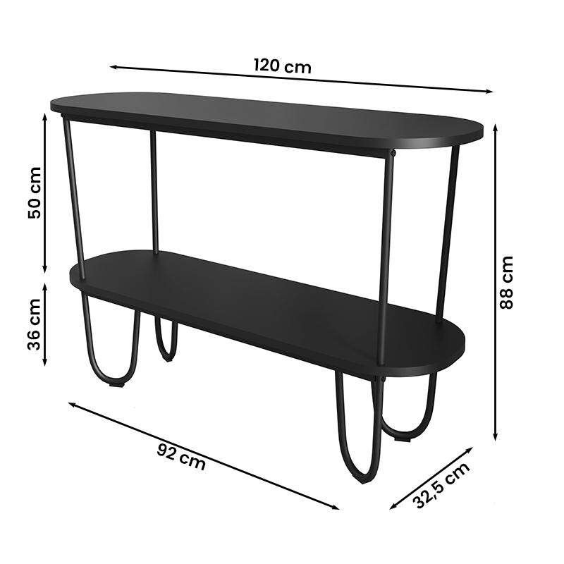 Aparador Requinte Pés de Aço Tubular 120 cm  Preto/Preto