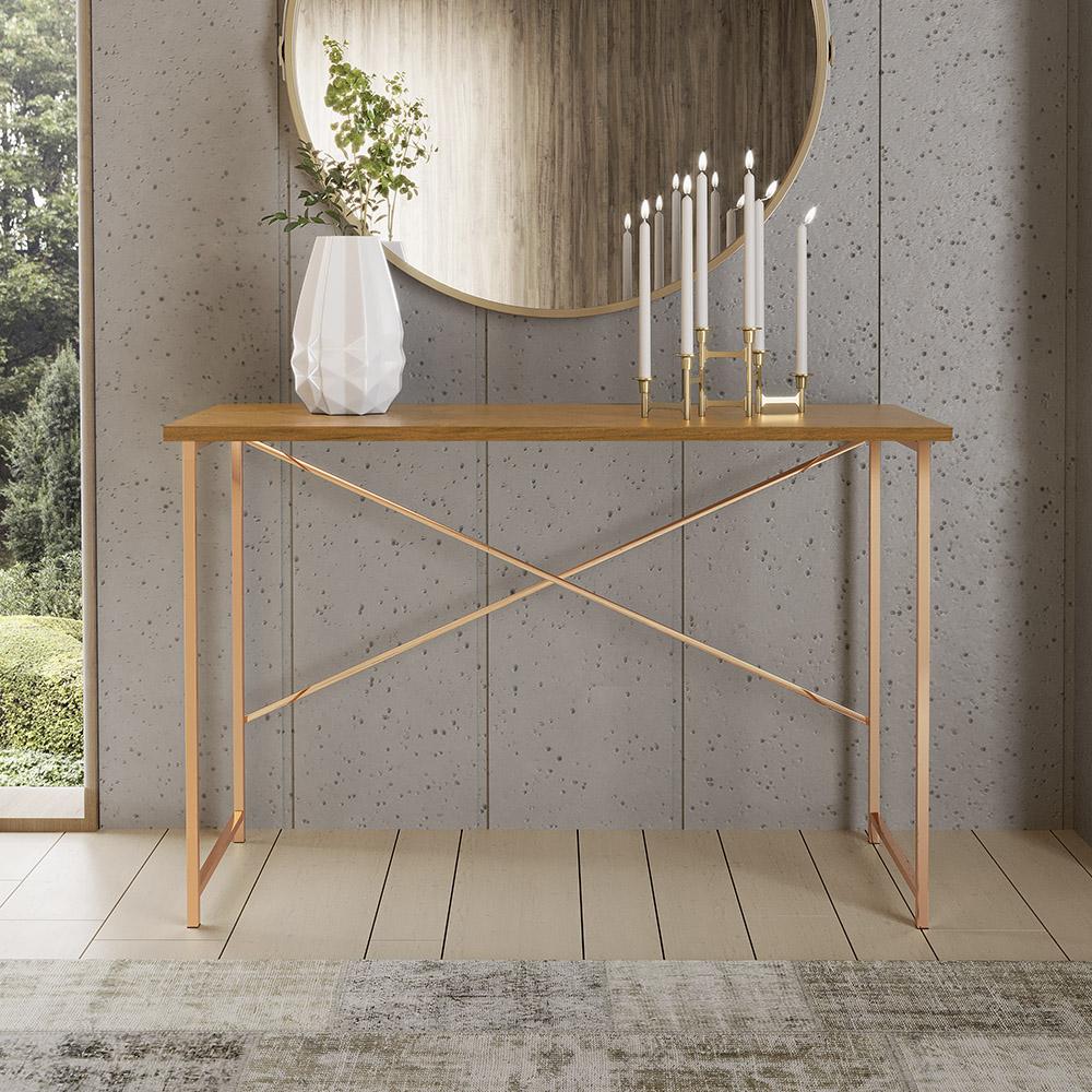 Aparador Steel 90 cm Estilo Industrial com Pés em Aço Cobre/Naturale