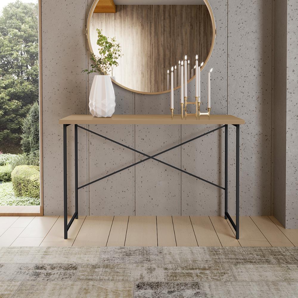 Aparador Steel 90 cm Estilo Industrial com Pés em Aço Preto/Fendi