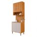 Armário Aéreo com Balcão e Painel Ripado Divina 80cm 4 Portas Cinamomo/Off White