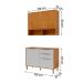 Armario Aereo com Balcão Divina 120cm com 4 Portas 2 Gavetas Cinamomo/Branco