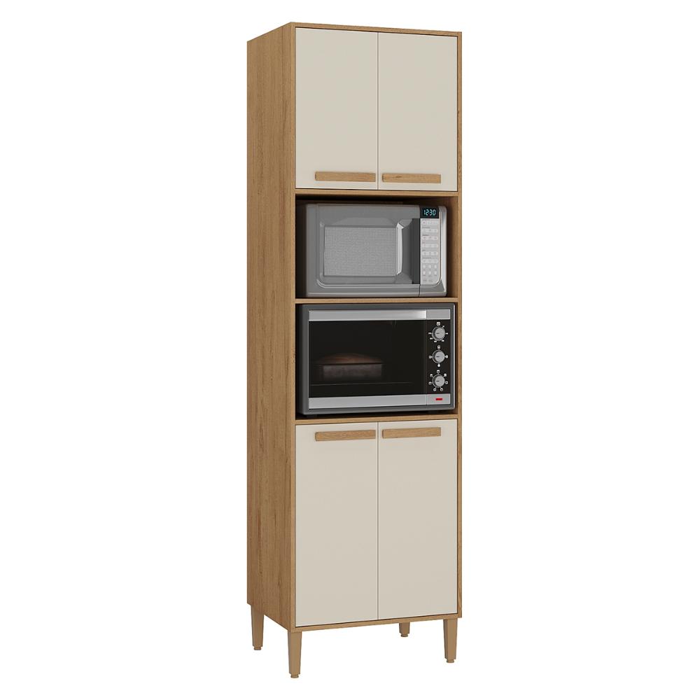 Armario Cozinha Paneleiro Munique com 4 Portas  Canelato/Off White