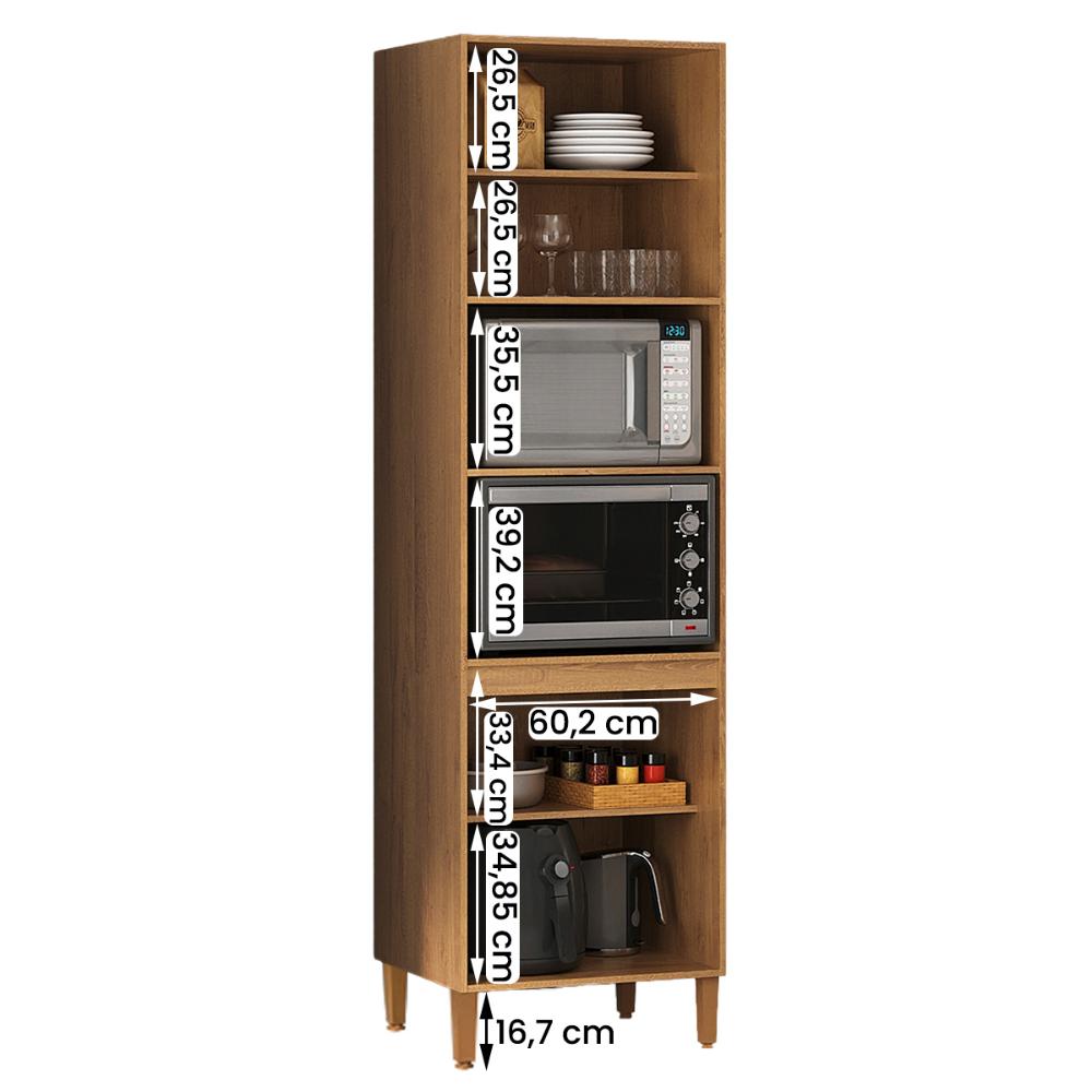Armario Cozinha Paneleiro Munique com 4 Portas  Canelato/Off White
