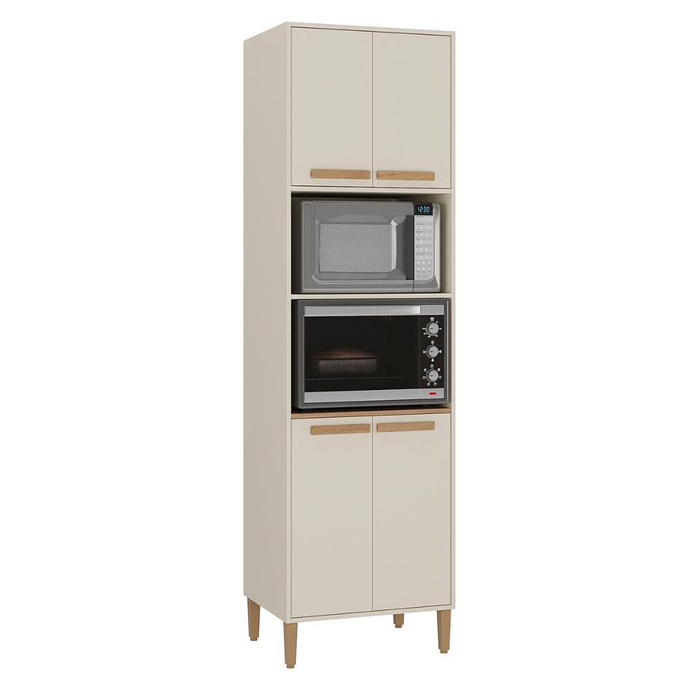 Armario Cozinha Paneleiro Munique com 4 Portas  Off White/Canelato