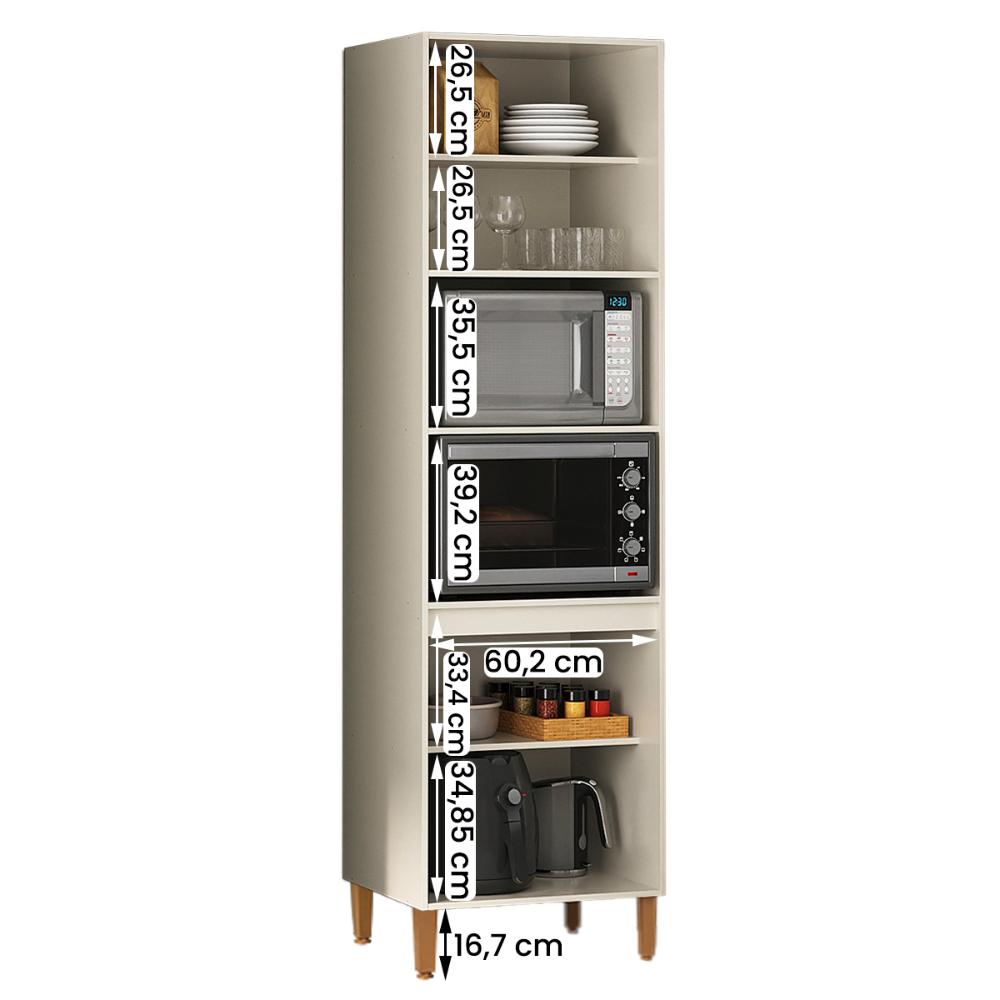 Armario Cozinha Paneleiro Munique com 4 Portas  Off White/Canelato
