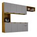 Armario de Cozinha Nara Compacta 8 Portas com 1 Gaveta 193cm Cinamomo/Cinza