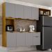 Armario de Cozinha Nara Compacta 8 Portas com 1 Gaveta 193cm Cinamomo/Cinza