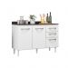 Balcão Doce 118cm com 02 Portas e 03 Gavetas Branco