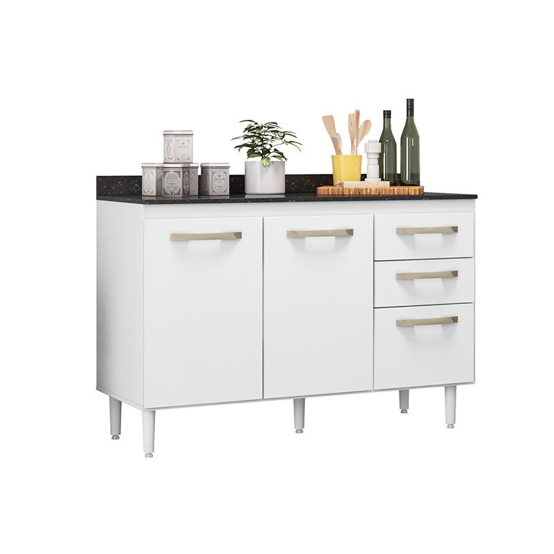 Balcão Doce 118cm com 02 Portas e 03 Gavetas Branco
