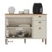 Balcão de Cozinha Tunísia com Tampo 3 Portas e 2 Gavetas Off White/Canelato