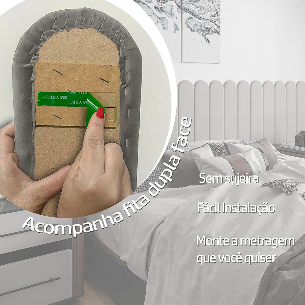 Cabeceira Modulada Chade King Estofada Auto Adesiva Bege