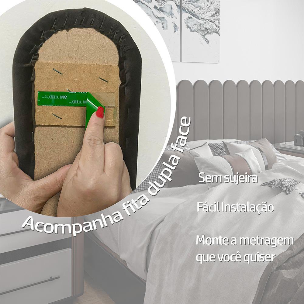 Cabeceira Modulada Chade Queen Estofada Auto Adesiva Marrom