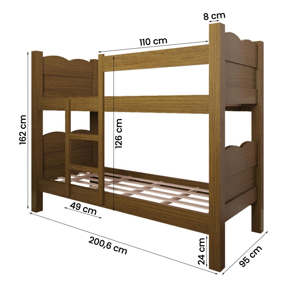 Cama Quarto Beliche Madri com Colchão Amendoa