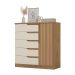 Comoda Paris Quarto Com 5 Gavetas e 1 Porta Canelato+3D Canelato/Off White