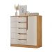 Comoda Paris Quarto Com 5 Gavetas e 1 Porta Canelato/Off White