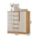 Comoda Paris Quarto Com 5 Gavetas e 1 Porta Canelato/Off White
