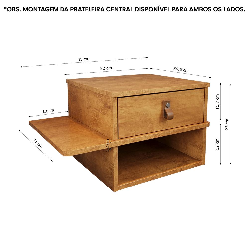 Conjunto 2 Mesas de Cabeceira Basco com 1 Gaveta Nature