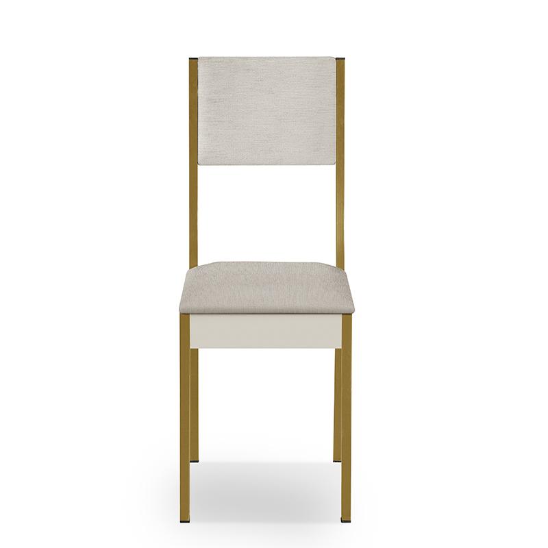 Conjunto 4 Cadeiras Steel Estilo Industrial Pés em Aço Dourado/Off White