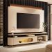 Conjunto Bancada Aria e Painel Nobre LED para TV até 85” Off White/Castanho