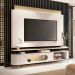 Conjunto Bancada Aria e Painel Nobre LED para TV até 85” Off White/Champanhe