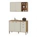Conjunto Cozinha Tunísia 120cm 5 Portas com Aéreo e Balcão Canelato/Off White