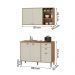 Conjunto Cozinha Tunísia 120cm 5 Portas com Aéreo e Balcão Canelato/Off White