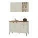 Conjunto Cozinha Tunísia 120cm 5 Portas com Aéreo e Balcão Off White/Canelato