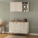 Conjunto Cozinha Tunísia 120cm 5 Portas com Aéreo e Balcão Off White/Canelato