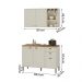 Conjunto Cozinha Tunísia 120cm 5 Portas com Aéreo e Balcão Off White/Canelato