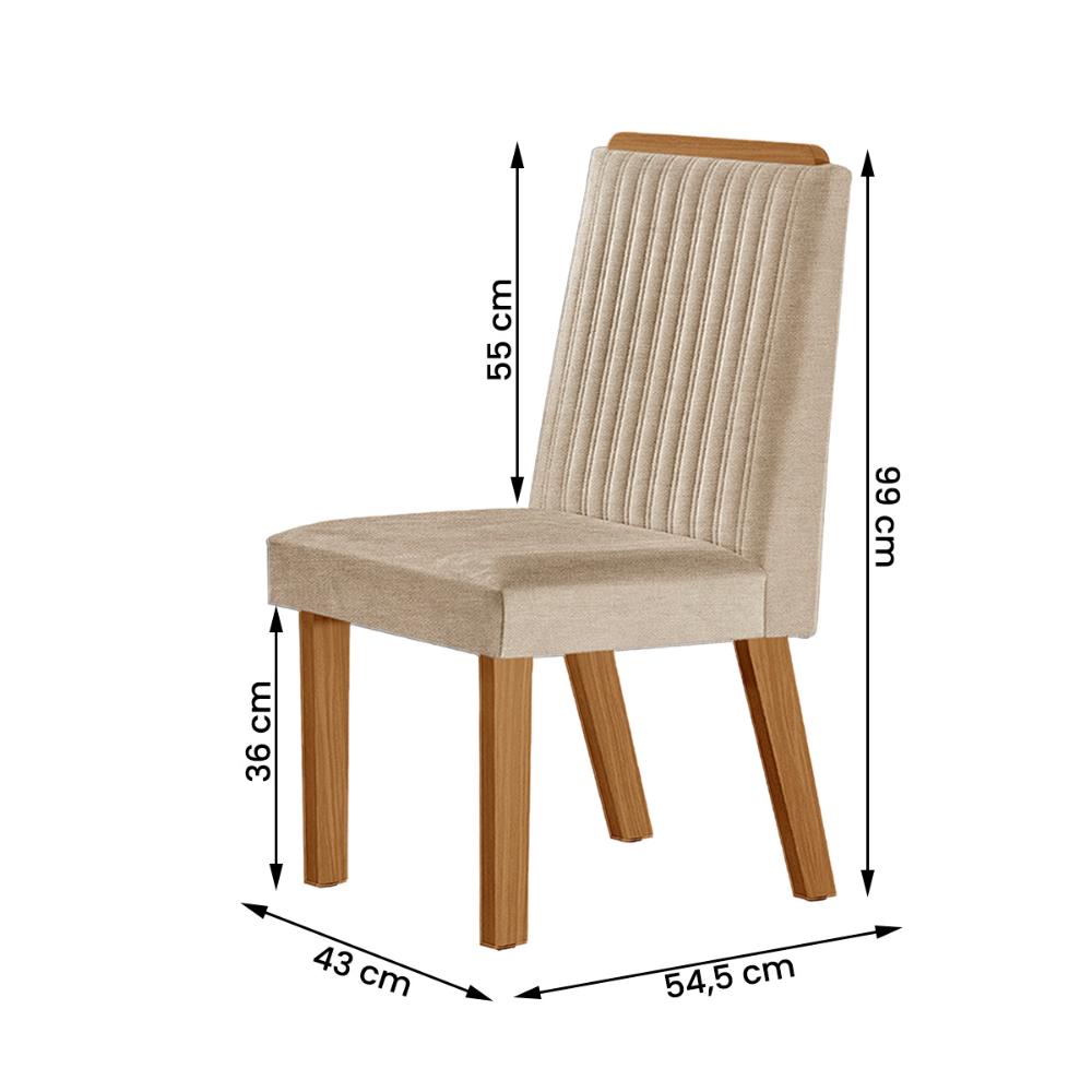Conjunto de 2 Cadeiras Riviera com Tecido Linho Bege Claro/Cinamomo