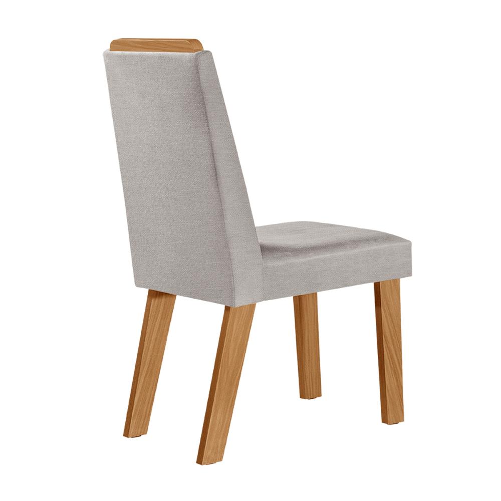 Conjunto de 2 Cadeiras Riviera com Tecido Linho Cinza Claro/Cinamomo