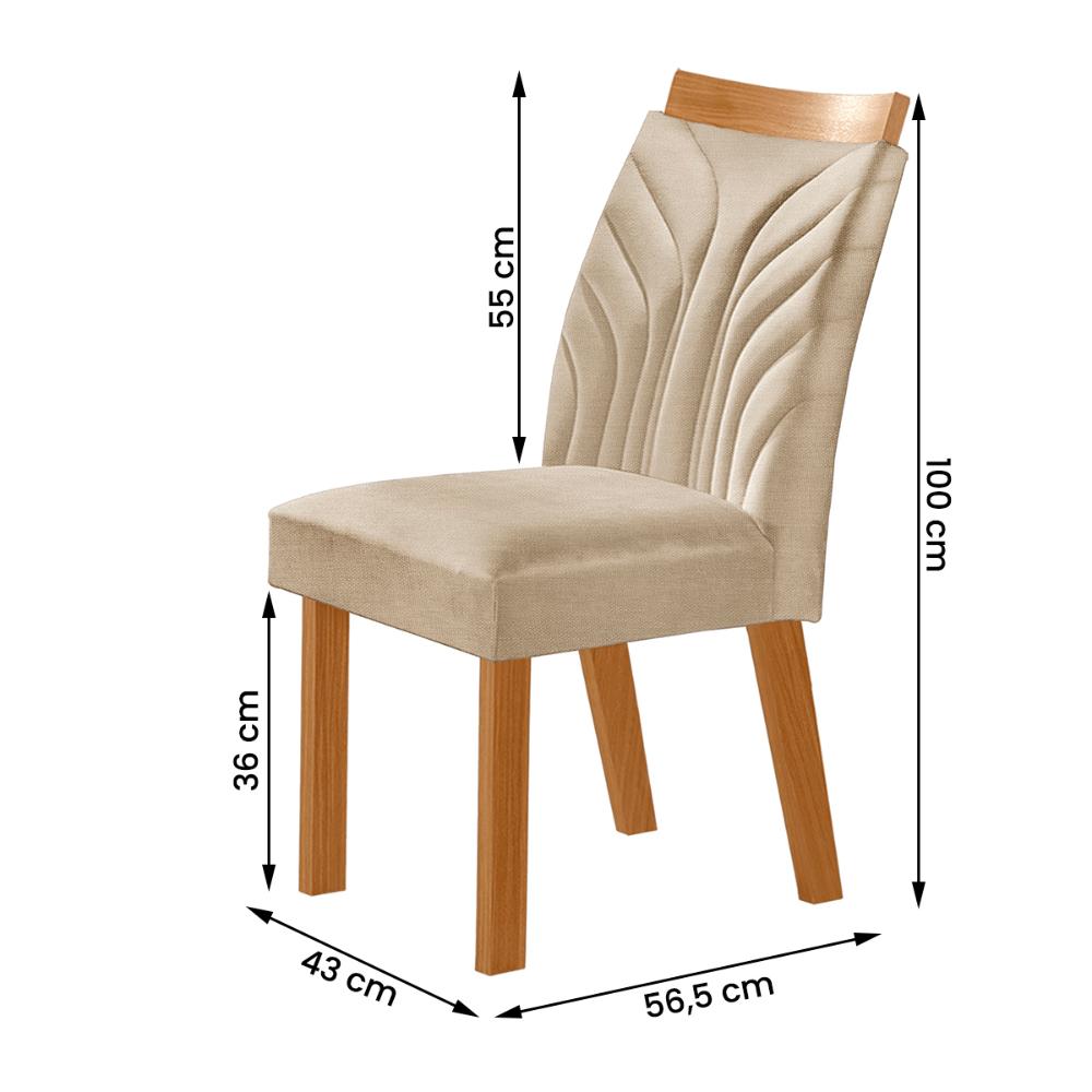 Conjunto de 2 Cadeiras Veneza com Tecido Linho Encosto Alto Bege Claro/Cinamomo