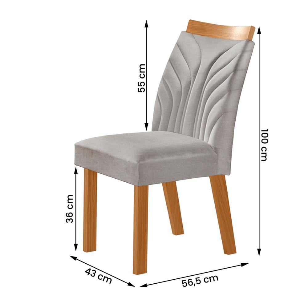 Conjunto de 2 Cadeiras Veneza com Tecido Linho Encosto Alto Cinza Claro/Cinamomo
