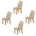 Conjunto de 4 Cadeiras Veneza com Tecido Linho Encosto Alto Bege Claro/Cinamomo