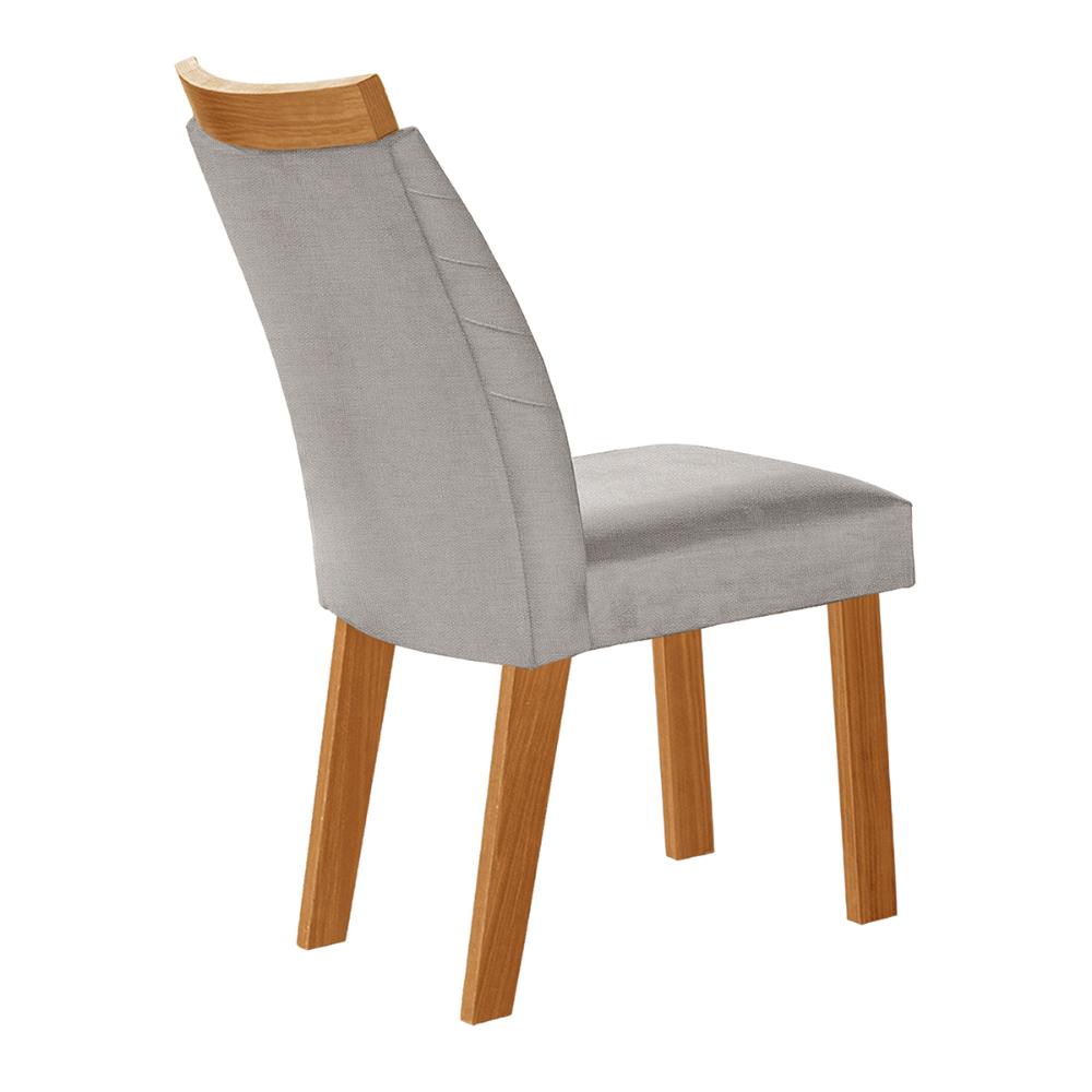 Conjunto de 4 Cadeiras Veneza com Tecido Linho Encosto Alto Cinza Claro/Cinamomo