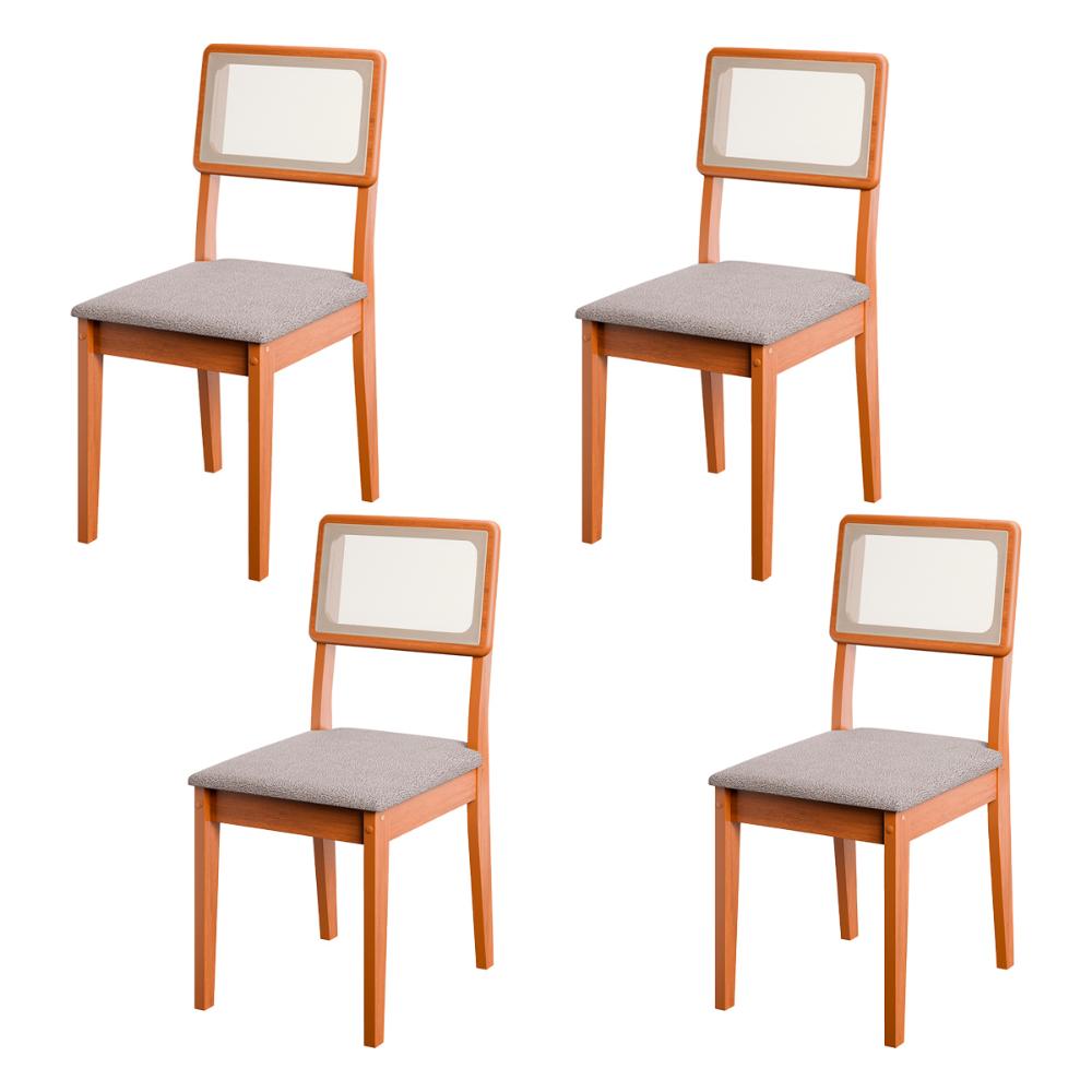Conjunto de 4 Cadeiras de Jantar Santiago em Tecido Boucle Cinamomo/Nevoa Boucle