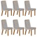 Conjunto de 6 Cadeiras Riviera com Tecido Linho Cinza Claro/Cinamomo