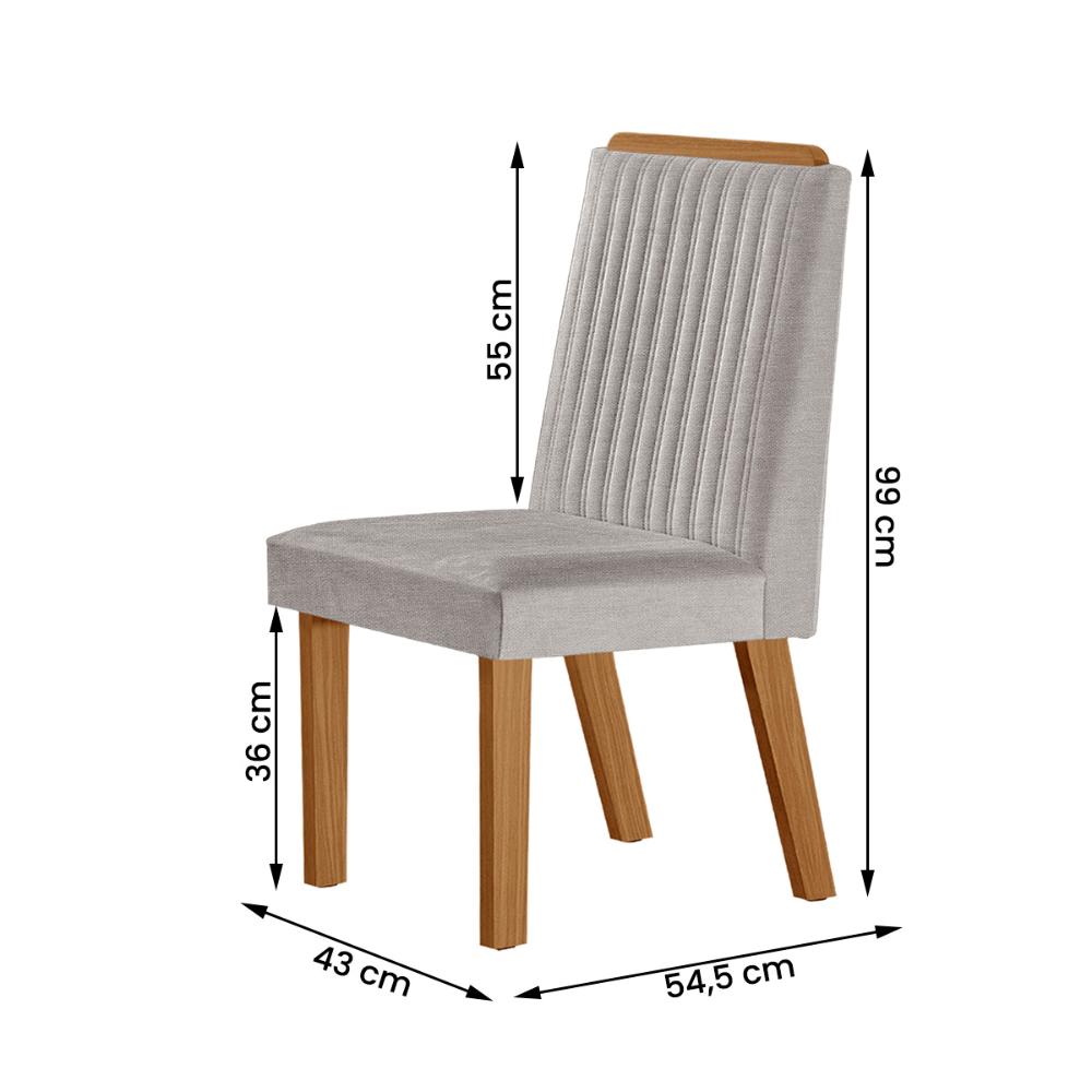 Conjunto de 6 Cadeiras Riviera com Tecido Linho Cinza Claro/Cinamomo