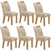 Conjunto de 6 Cadeiras Veneza com Tecido Linho Encosto Alto Bege Claro/Cinamomo