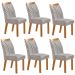 Conjunto de 6 Cadeiras Veneza com Tecido Linho Encosto Alto Cinza Claro/Cinamomo